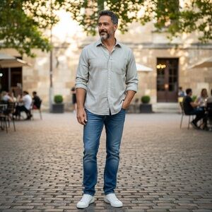 LINCS Blue and Yellow Checkered Dress Shirt